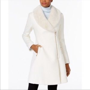NWT INC Ivory Coat with Faux Fur